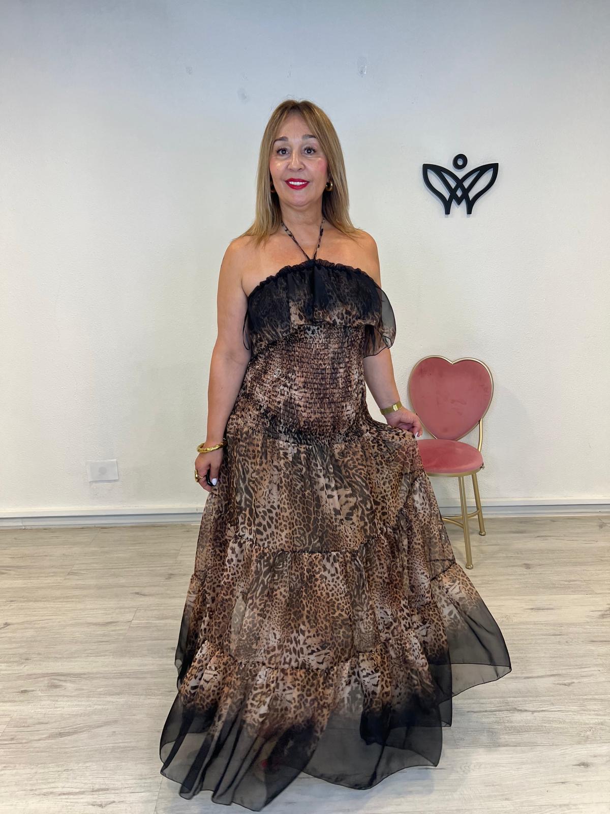 014599 VESTIDO LARGO ESTAMPADO ANIMAL PRINT MARRON (1)